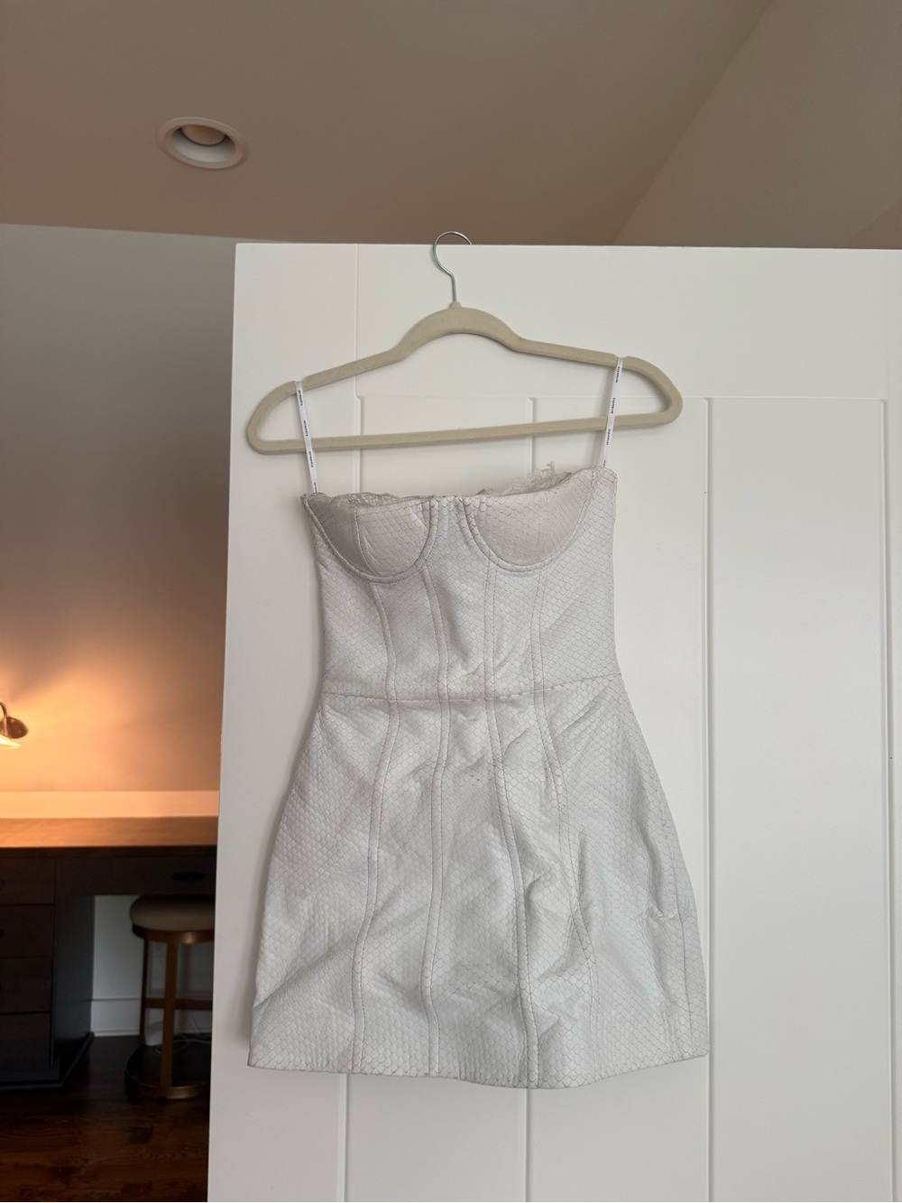 Retrofete White Textured Bustier Mini Dress